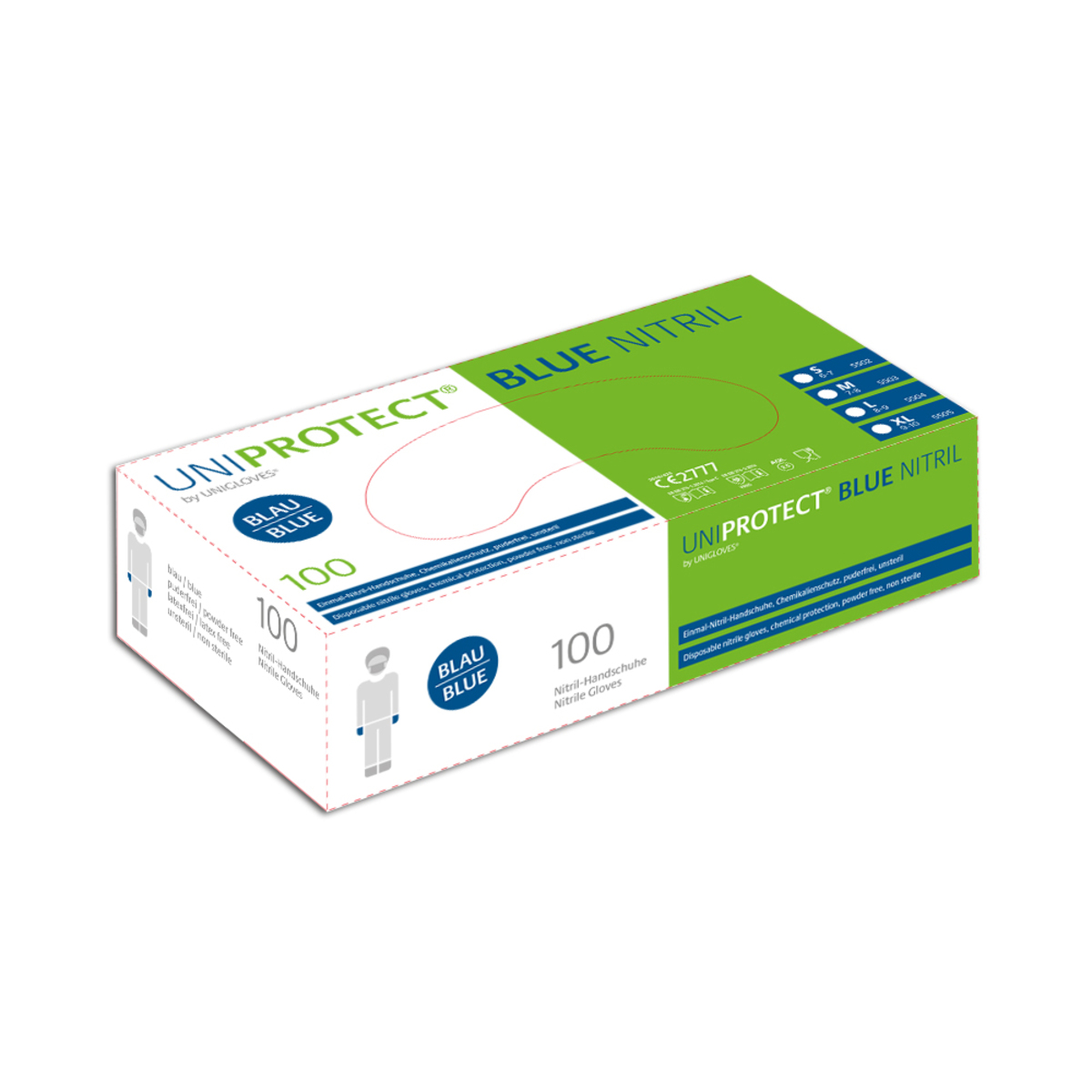 Uniprotect Blue Nitrilhandschuhe Blau S-XL 100 Stück/Box