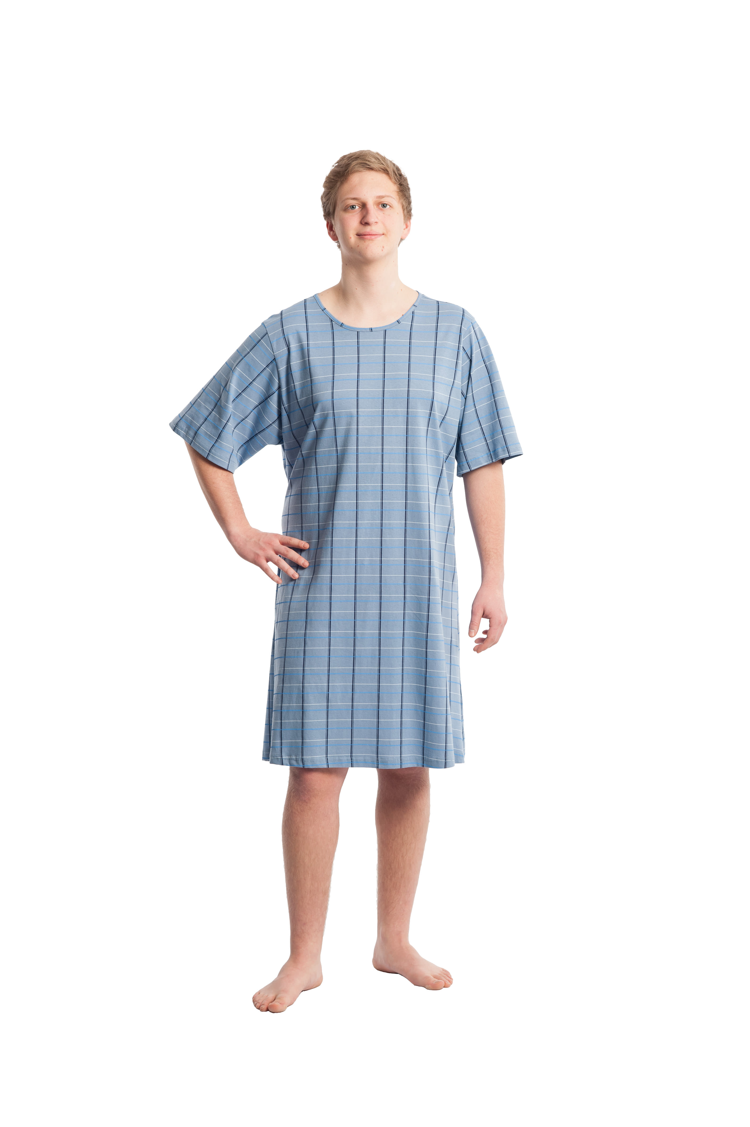 Suprima Pflegehemd Herren 1/2 Arm Größe M/L - XL/XXL Kariert 4079