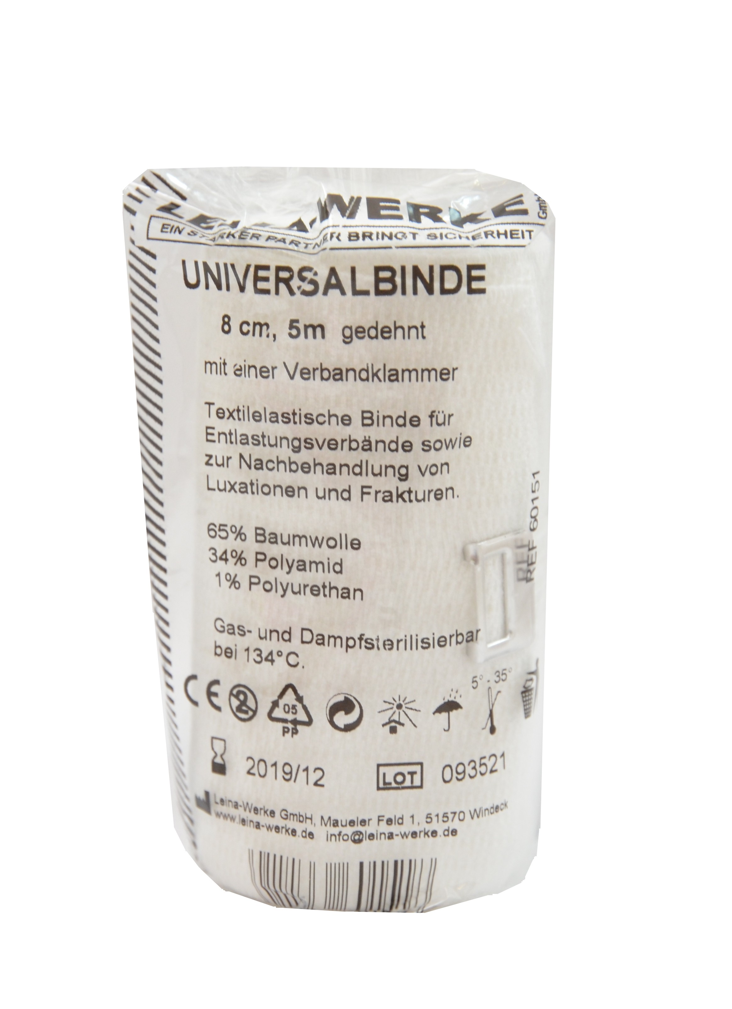 LEINALAST Universalbinde | 8 cm x 5 m | Naturweiß | Einzeln verpackt