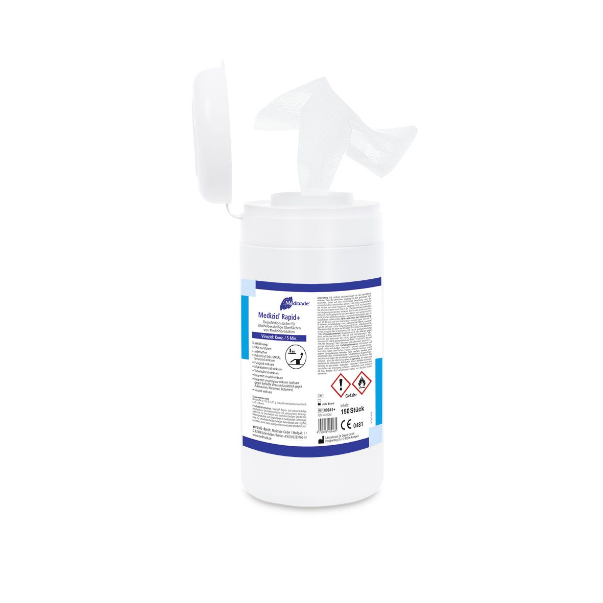Medizid Rapid+ Desinfektionstücher | 150 Tücher/Dose
