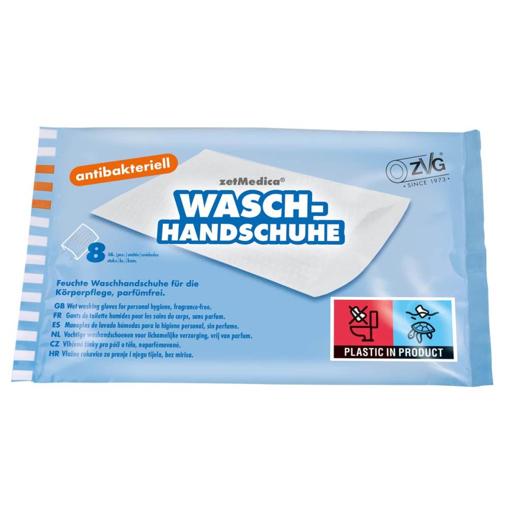 ZVG Feuchte Einmal-Waschhandschuhe | 8 Stück/Beutel | 15 x 22 cm