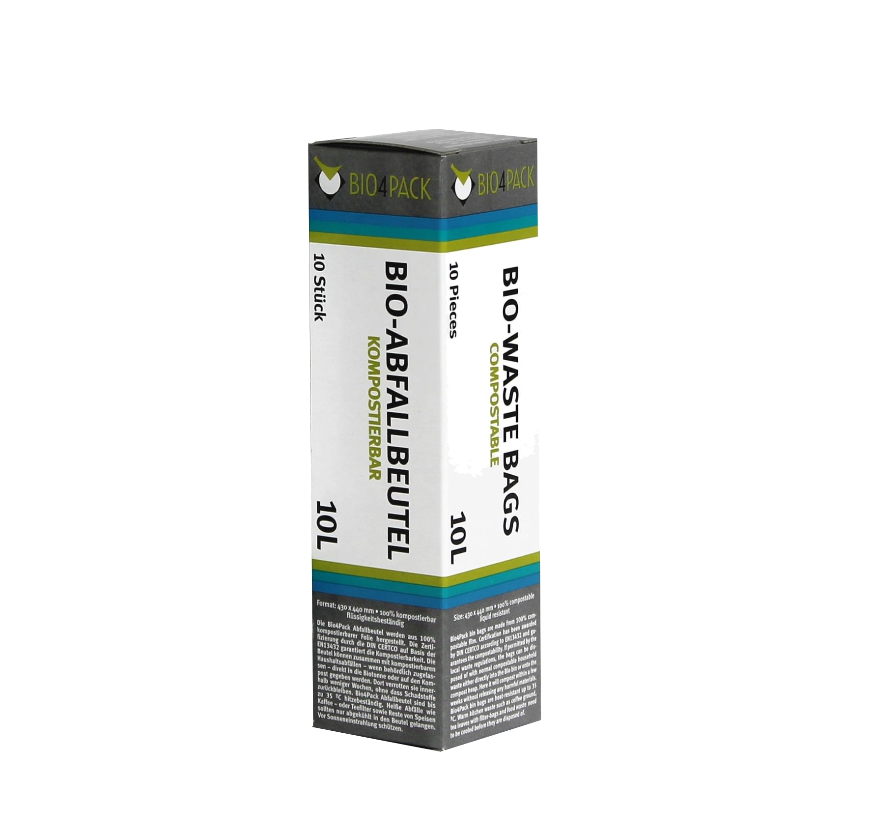 Bio Abfallbeutel | 10 Liter | 430 x 440 mm | 15 mm | 10 Stück/Faltschachtel