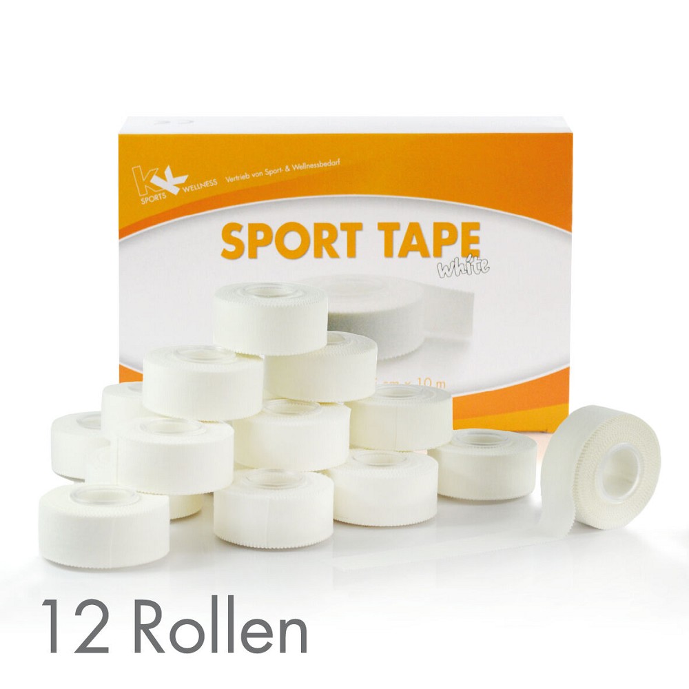 Sporttape 12 Rollen 2,5 cm x 10 m von KK Farbe Weiß