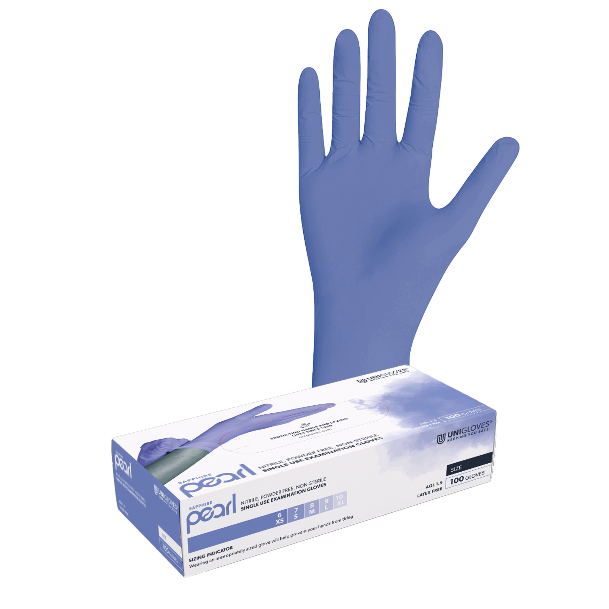 Unigloves SAPHIR PEARL Nitrilhandschuhe  XS-XL 100 Stück/Box