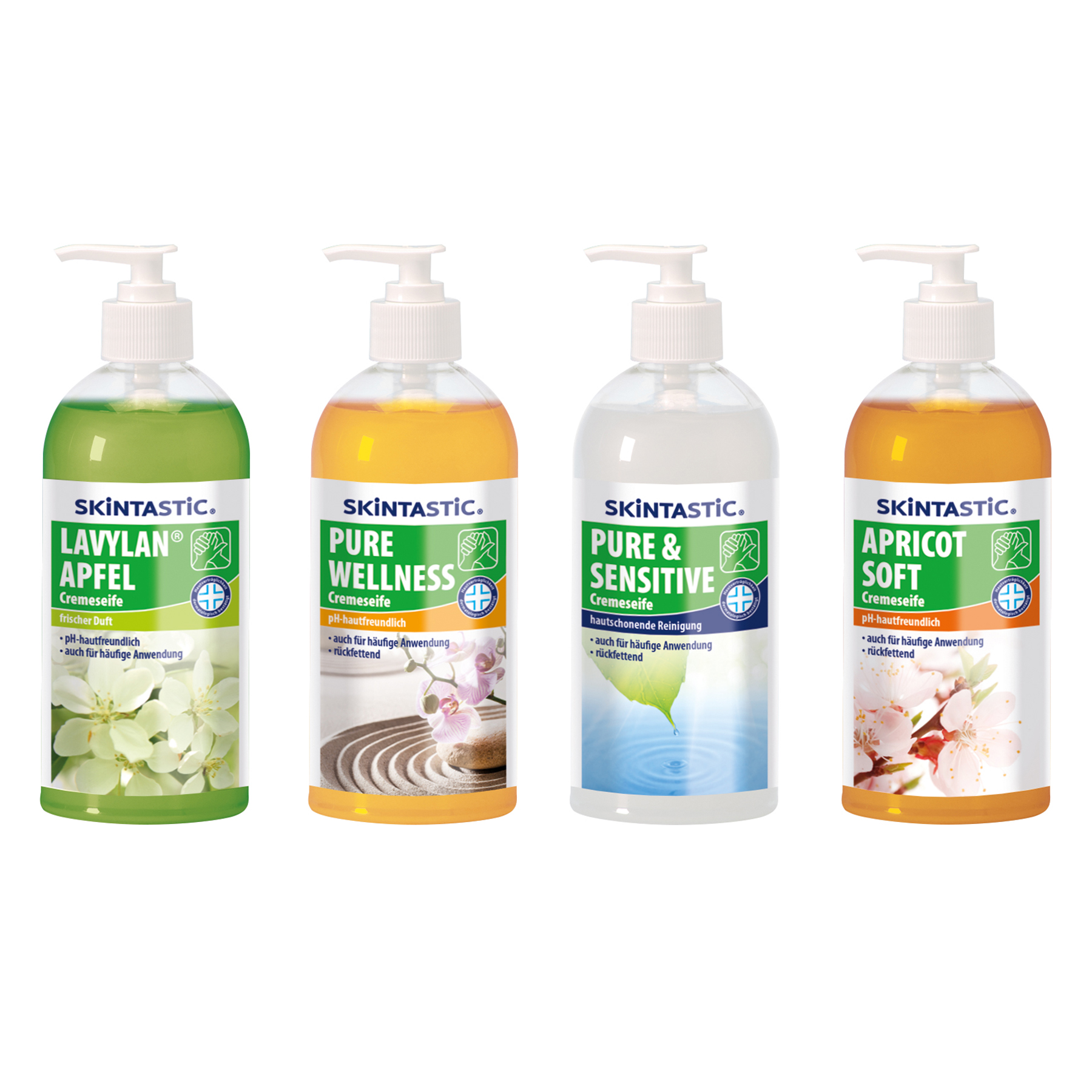 Skintastic® Cremeseife Pure & Sensitiv, Apricot, Pure Wellness oder Apfel | 500 ml Pumpspender